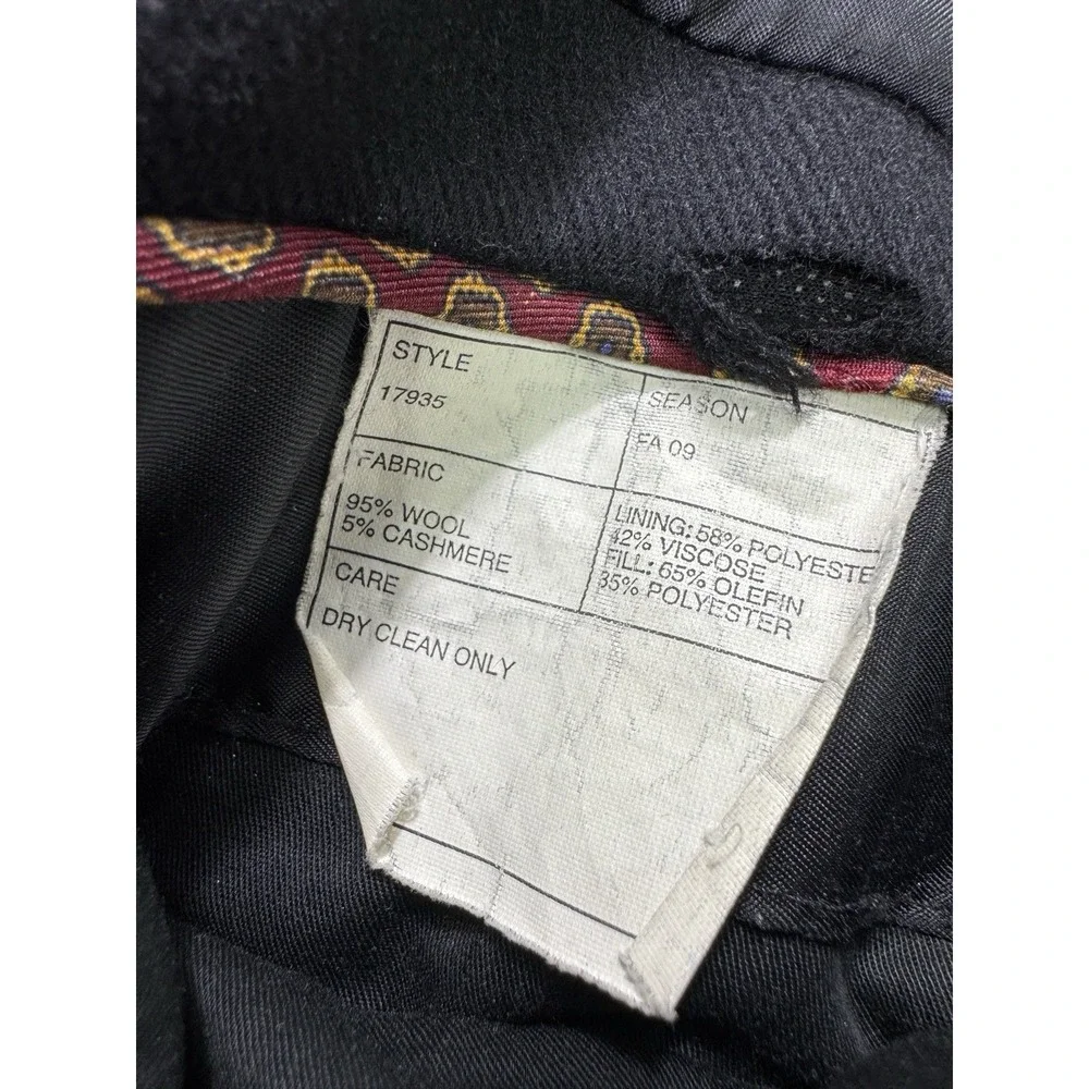 J Crew Mayfair Topcoat Mens Large Black Wool Cashmere Quilted Overcoat 17935 L